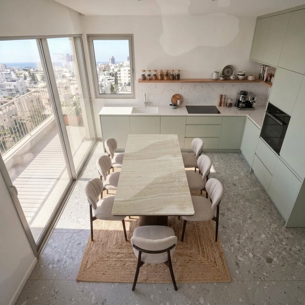 שולחן מטבח נפתח דמוי שיש דגם ויולה