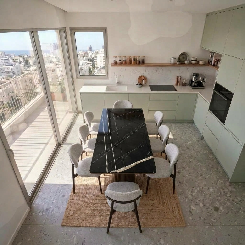 שולחן מטבח נפתח דמוי שיש דגם ויולה